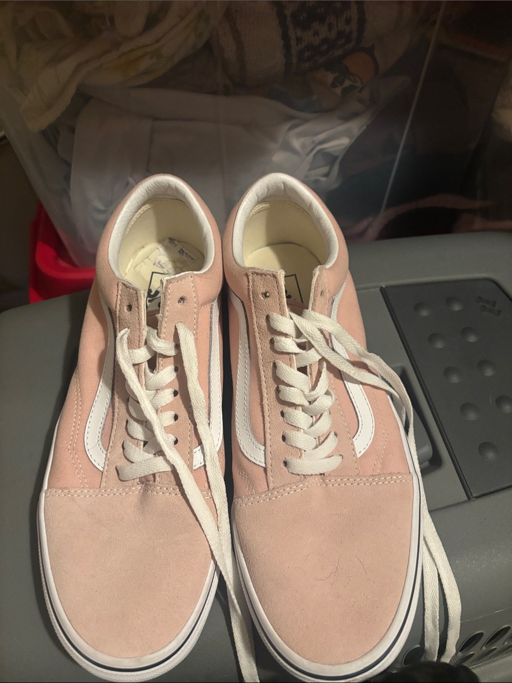 Vans Pink Low-Top Suede Lace-Up Sneakers with White Stripe